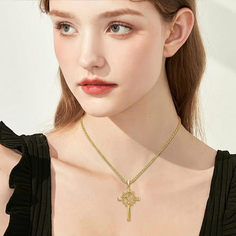 14K Gold Plated Cross Pendant Necklace Christian Jewelry Gifts