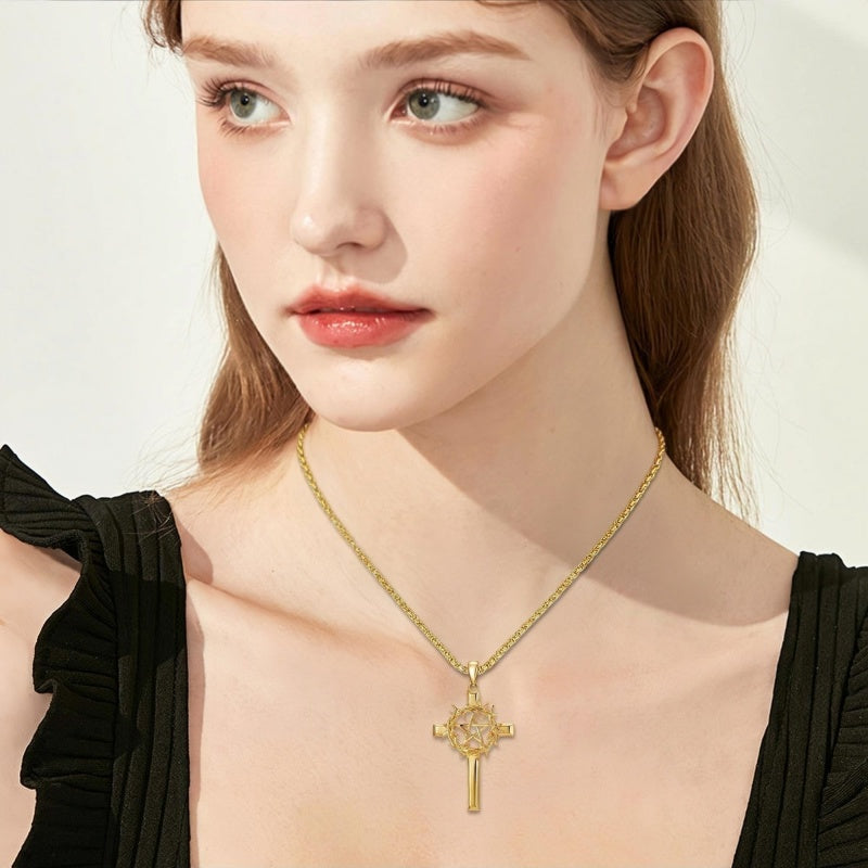 14K Gold Plated Cross Pendant Necklace Christian Jewelry Gifts