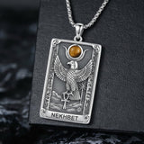 Sterling Silver Tarot Card Pendant  Necklace for Men Gothic Amulet Jewelry