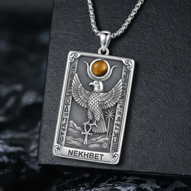 Sterling Silver Tarot Card Pendant  Necklace for Men Gothic Amulet Jewelry