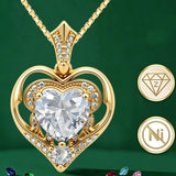 14K Gold Plated Birthstone Double Heart Pendant Necklace Love Jewelry Anniversary Birthday Mother's Day Valentine's Day Gift