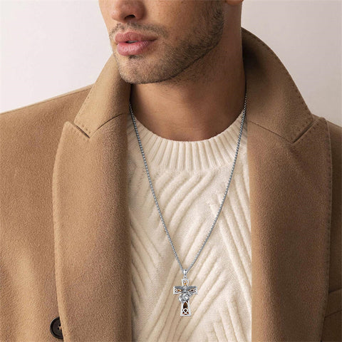 Sterling Silver Marines Cross Pendant Necklace for Men