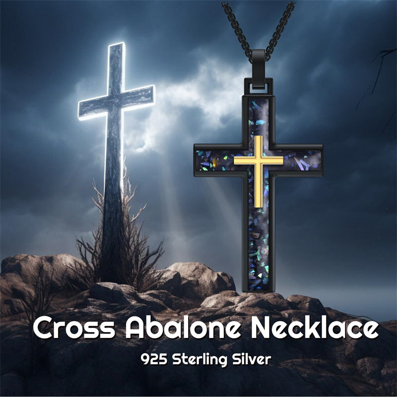 Sterling Silver Cross Religious Necklace for Men