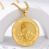 Christian Religious Medal Amulet 14K Gold Plated Pendant  Necklace