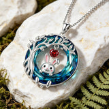 Sterling Silver Blue Crystal  Tree of Life Raccoon Bunny Cat Corgi  Pendant  Necklace  Anniversary Birthday Gifts