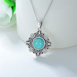 Sterling Silver Turquoise Moonstone Moss Agate Lapis Lazuli Daisy Pendant Necklace