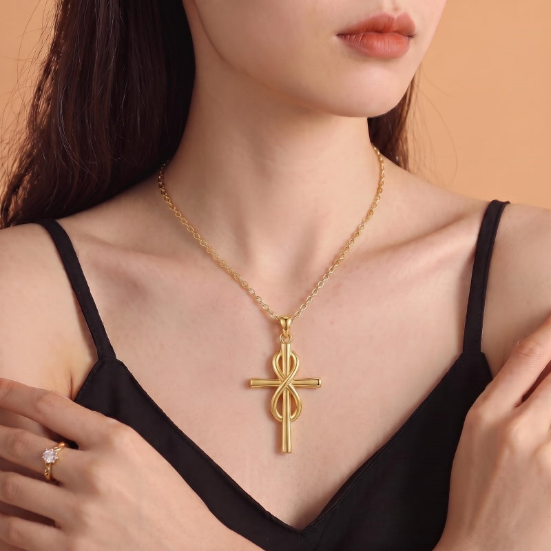 10K 14K 18K Gold Cross Pendant Necklace Religious Jewelry Gifts for Men and Women