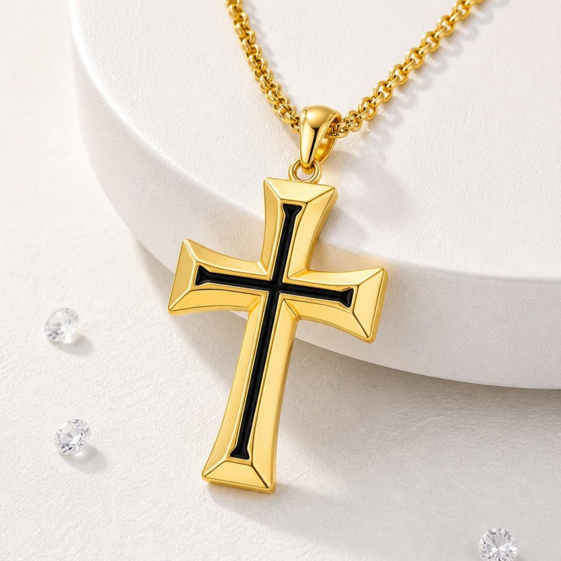 14K Plated Gold Cross Pendant Crucifix Necklace Christian Jewelry Baptism Religious Faith