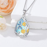 Sterling Silver Blue Dragonfly Pendant Necklace