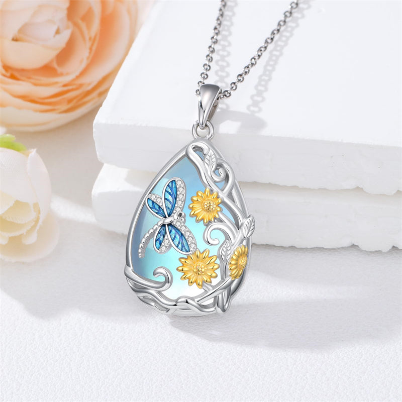 Sterling Silver Blue Dragonfly Pendant Necklace