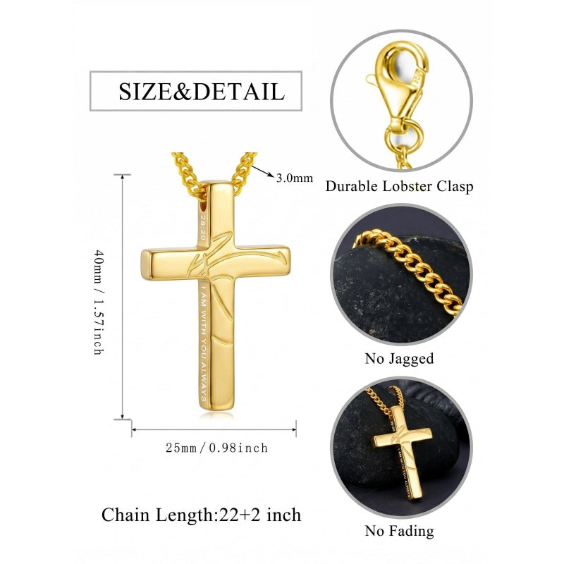 14K Gold Plated Soccer Football Basketball Baseball Cross  with Bible Verses Religious Pendant Necklace for Men