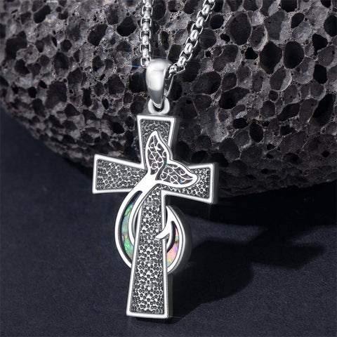 Sterling Silver Wooden Cross Pendant Necklace