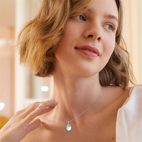 Sterling Silver Moonstone  Celtic Knot  Pendant Necklace