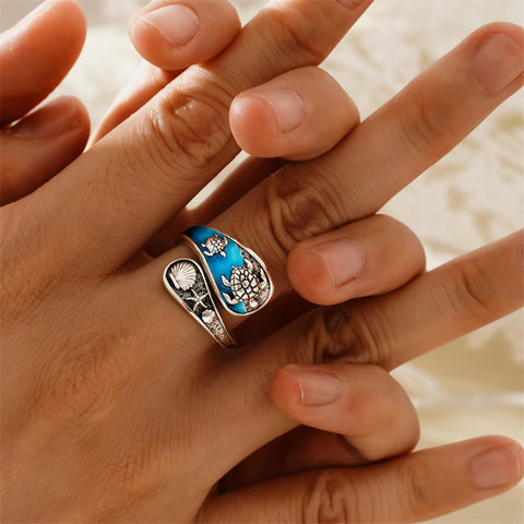 Sterling Silver Oxidized Dragonfly Butterfly Hummingbird Sea Turtle Anchor CrossTree of Life Sunflower Spoon Ring