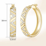 14K Gold Plated V-Shaped Cubic Zirconia Hoop Earrings for Women