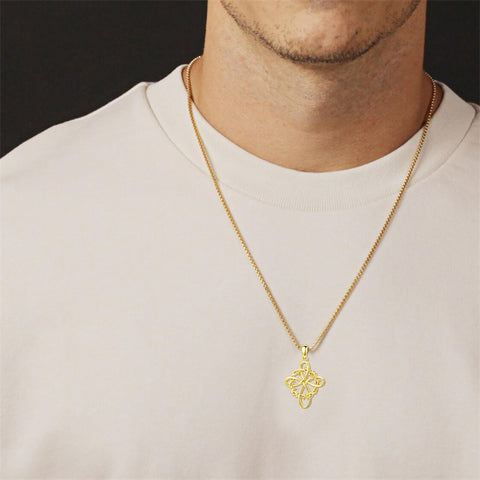 Sterling Silver Nial Cross David Pendant Necklace