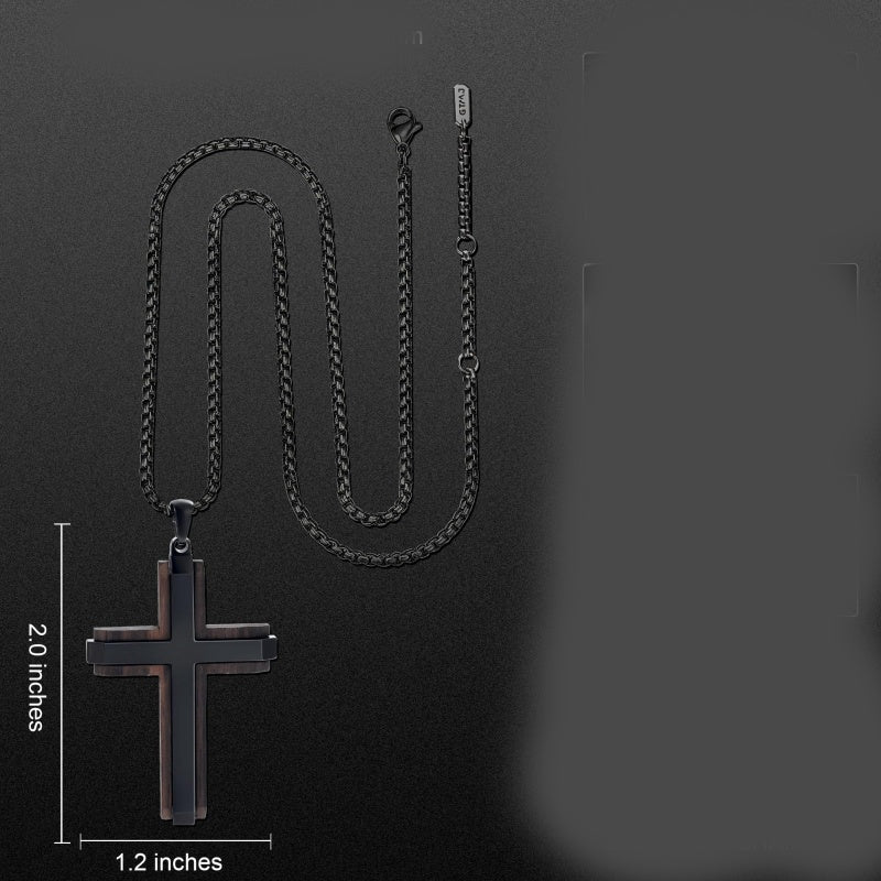 14K Gold Plated Wooden Cross Necklace Jewelry Gift for Him