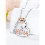 Sterling Silver Mother and 2/3/4 Daughter Heart Pendant Necklace Engraved with Love You Forever