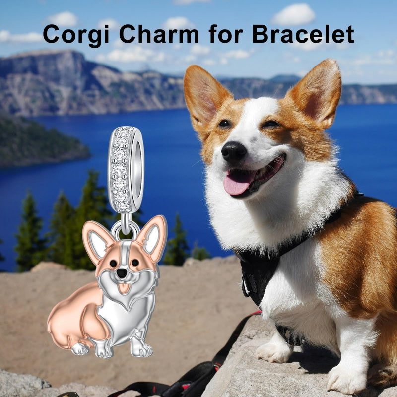 Sterling Silver Pit Bull Schnauzer Yorkie Corgi Dachshund Dog Charm Beads Fits Bracelets & Necklaces  for Women