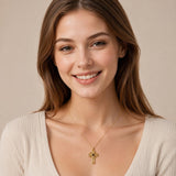 14K Gold Plated Cross Necklace for Women