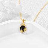 10K 14K 18K Yellow Gold Moonstone Opal Black Onyx Filigree Pendant Necklace