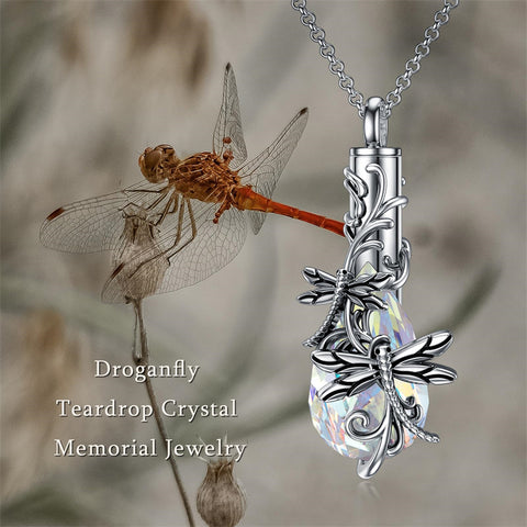 Sterling Silver Teardrop Crystal Butterfly Dragonfly Fox Hummingbird Phoenix Tree of Life Urn Necklaces for Ashes