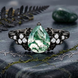 Sterling Silver 10K 14K 18K Gold 1-4CT Moss Agate Engagement Ring Promise Ring