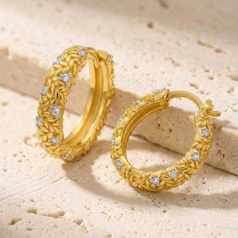 14K Gold Plated Hoop Earrings Jewelry Gift for Birthday Anniversary Mother's Day