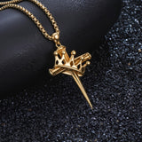 14K Gold Plated Cross Pendant Necklace for Men Religious Jewelry Christian Gift