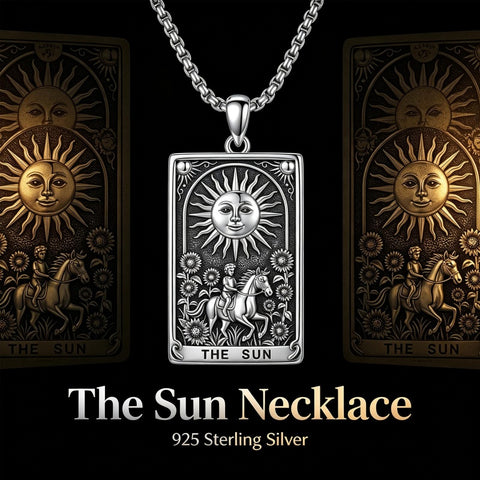 Sterling Silver Tarot Card Pendant  Necklace for Men Gothic Amulet Jewelry