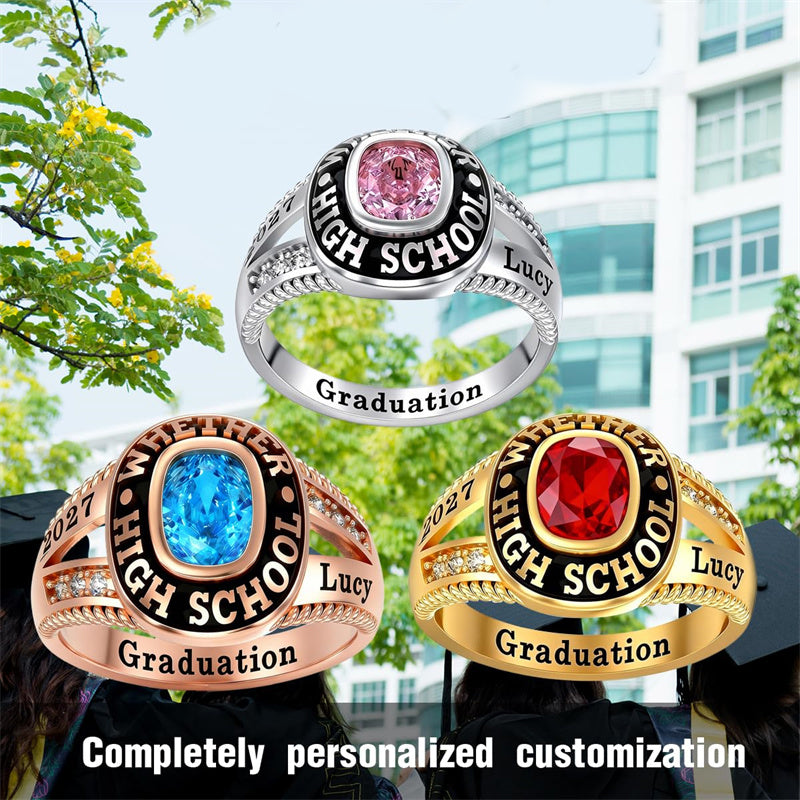 Sterling Silver Personalized Birthstone 2026 High School College Graduation Class Ring