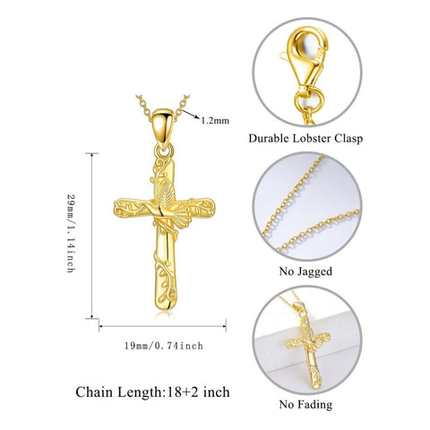 14K Gold Plated Cross Pendant Necklace for Women