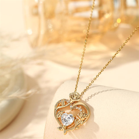 Sterling Silver Birthstone Rose Necklace for Women