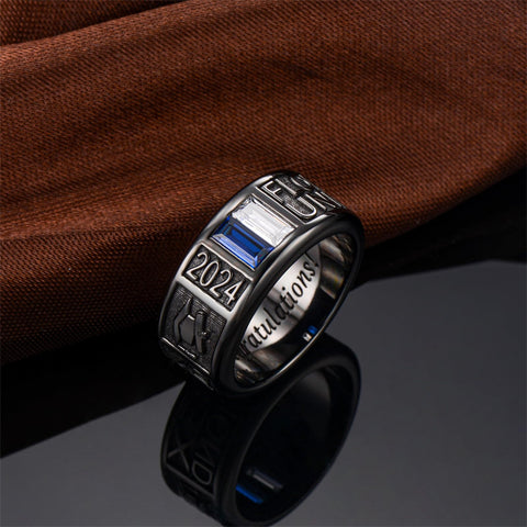 Sterling Sliver Personalied Engraved Birthstone Graduation High School Rings