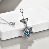 Sterling Silver Abalone Shell Star of David Urn Necklace for Ashes Engraved With Always in My Heart