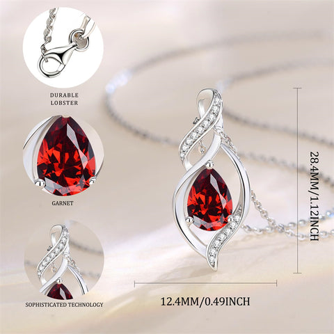 Sterling Silver Teardrop Birthstone Infinity Love Necklace for Women