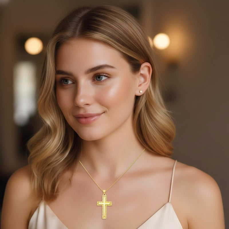 14K Gold Plated Cross Infinity  Pendant Necklace  for Women