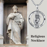 Sterling Silver Crown of Thorns Jesus St Benedict St Michael Pendant Necklace