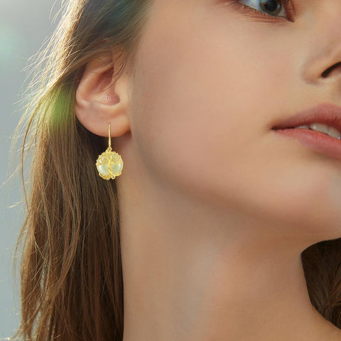 14K Gold Plated Natural Jade  Earrings for Women Good Fortune Jewelry Birthday Mother's Day Gifts