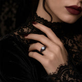 Sterling Silver 10K 14K 18K Gold Custom Engraved  Moissanite Gothic Ring for Women Halloween Gift