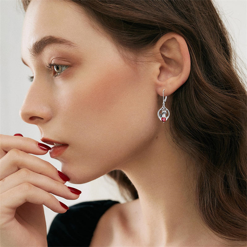 Sterling Silver Heart-Shaped Cubic Zircon Otter Cow Raccoon Leverback Earrings