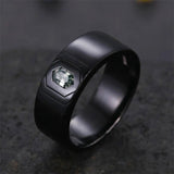 Sterling Silver Personalized Engraved Moss Agate Wedding Rings Promise Ring for Men