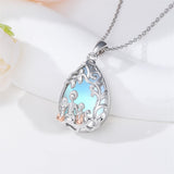 Sterling Silver Moonstone Teardrop Father Daughter Mother Daughter Pendant Necklace