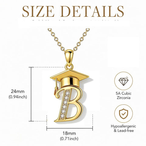 Initial  Graduation 14K Gold Plated Inspiring Grad Pendant Necklace Graduations Jewelry Gifts