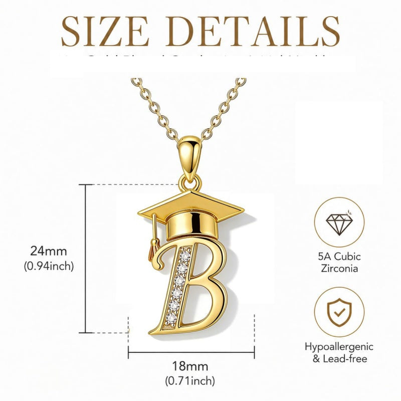 Initial  Graduation 14K Gold Plated Inspiring Grad Pendant Necklace Graduations Jewelry Gifts