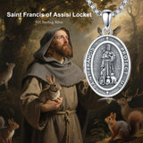 Sterling Silver Personalized Photo St. Anthony Francis Sebastian Medal Protection Necklace Catholic Christian Jewelry