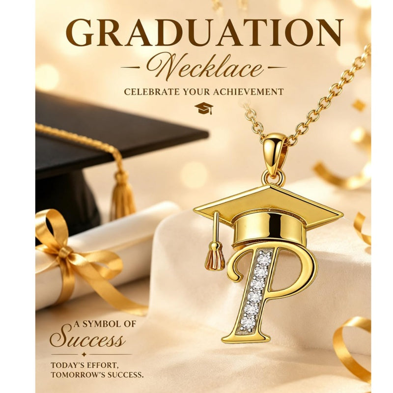 Initial  Graduation 14K Gold Plated Inspiring Grad Pendant Necklace Graduations Jewelry Gifts