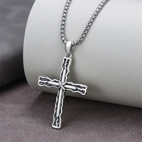 Sterling Silver Cross Religious Necklace for Men