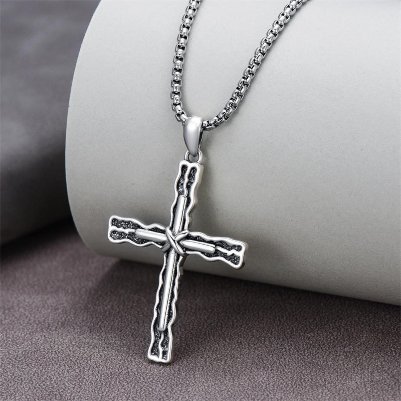 Sterling Silver Cross Religious Necklace for Men