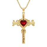 14K Gold Plated  Birthstone Cross Necklace  Pendant Necklace Mother's Day Birthday Gifts for Women